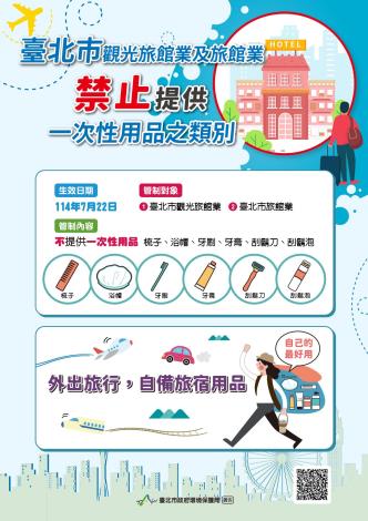 臺北市觀光旅館業及旅館業禁止提供一次性用品之類別DM