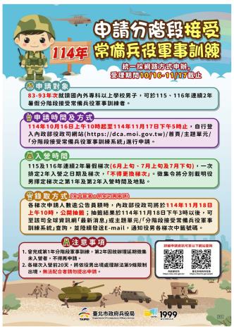 114年常備兵役軍事訓練宣導海報