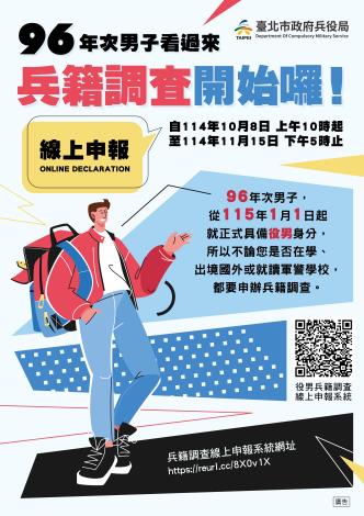96年次兵籍調查開始海報