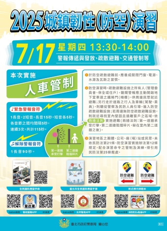 2025城鎮韌性（防空）演習宣導資訊