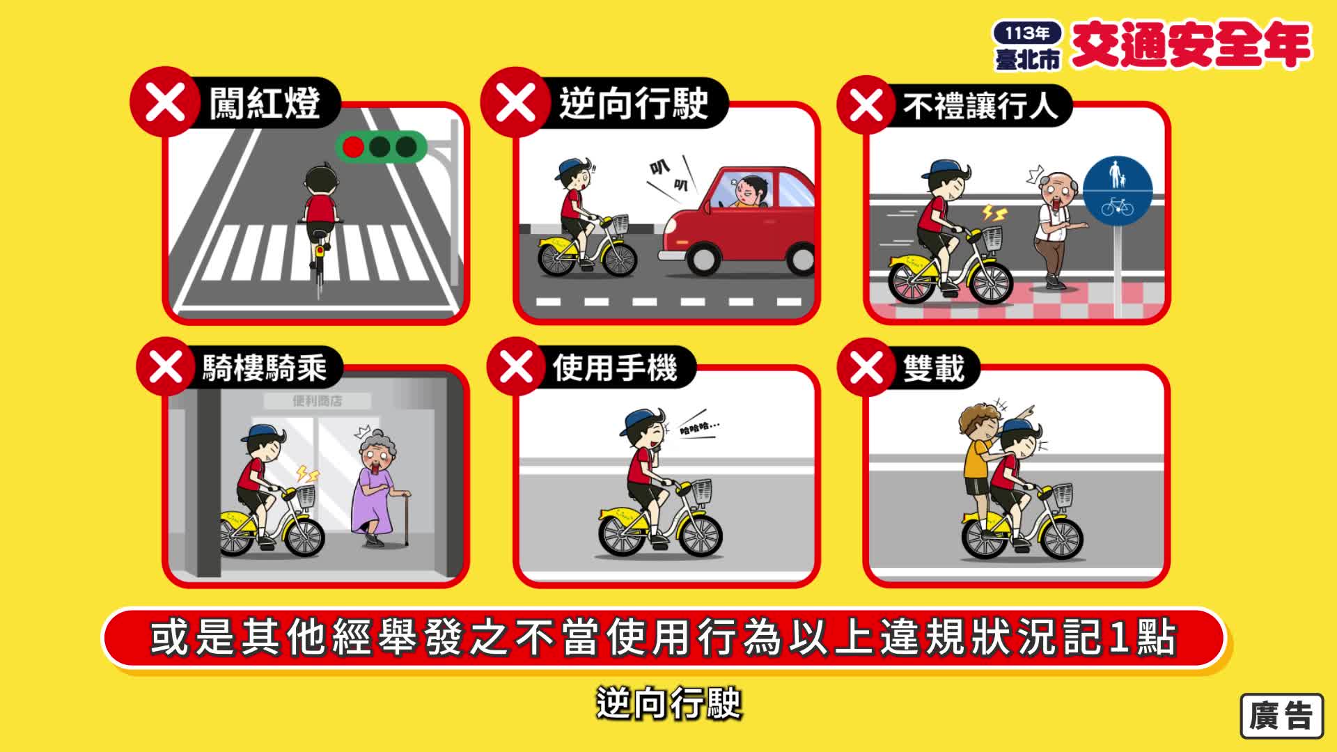 行人優先行，YouBike違規記點上路