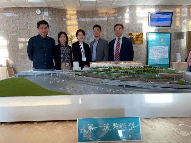Deputy Mayor Shan-Shan HUANG, Acting Director Fang-Ru LIN and attending experts take a photo in front of the architectural model