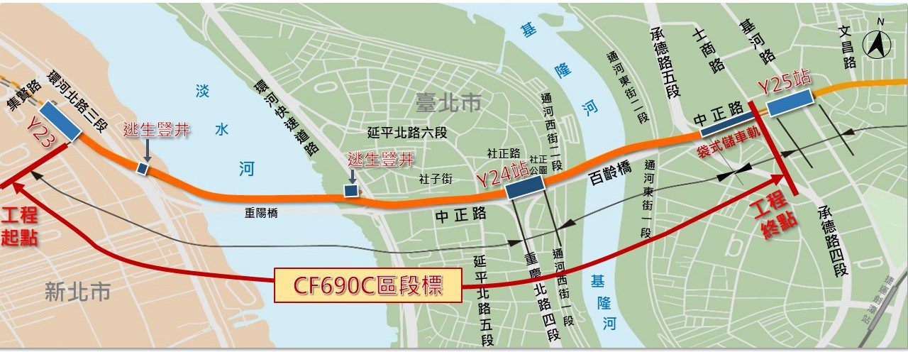 北環段CF690C區段標施工範圍圖