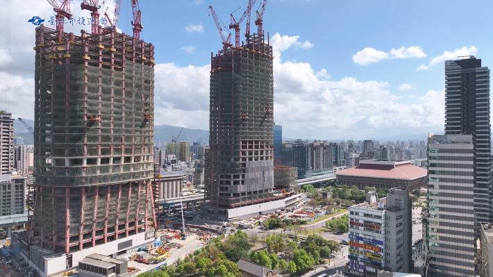 Current construction status of the Taipei Twin Towers C1/D1 building