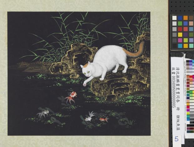 06_清沈振麟畫耄耋同春 冊 貍奴魚藻（臺北市立文獻館提供）