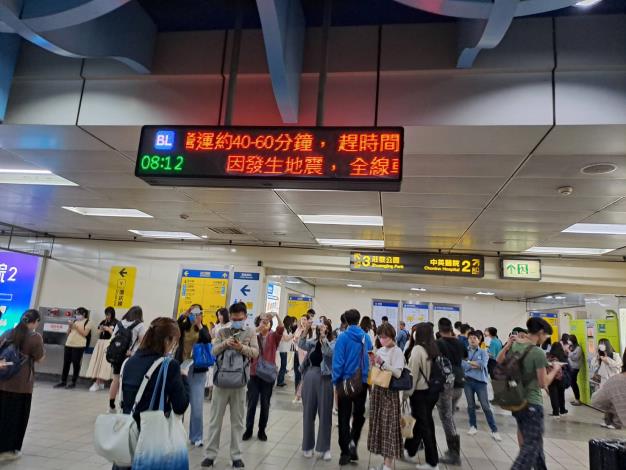 臺北捷運檢視設備正常恢復營運