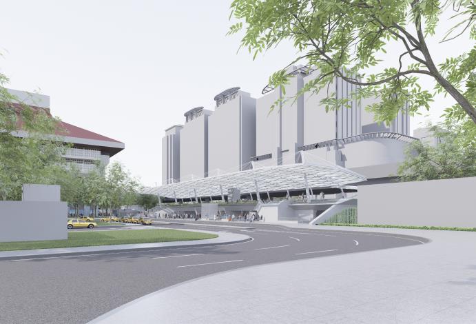 臺鐵東廣場東向西視角(模擬圖)