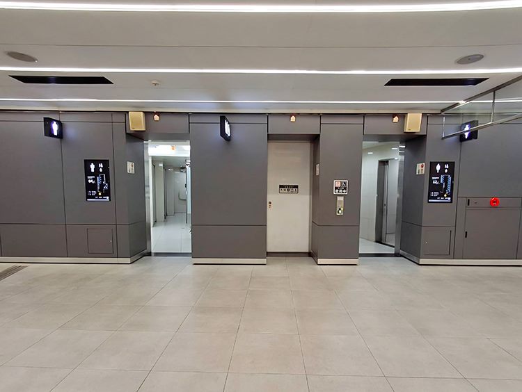 restroom in a paid area