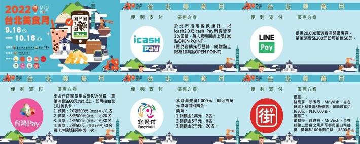 「美食在台北-台北美食月」便利支付業者優惠方案