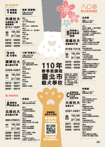 圖1.「臺北市貓犬學校」春季班課程表