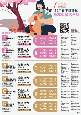 圖1、「臺北市貓犬學校」112年度春季班課表