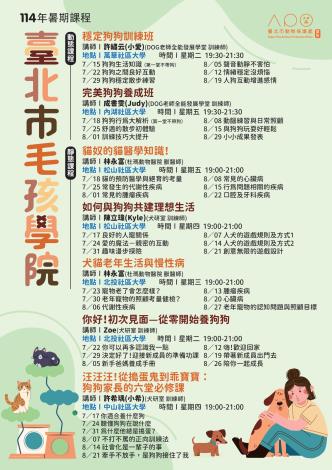 圖一、毛孩學院暑期班課程資訊