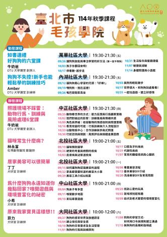 114年臺北市毛孩學院秋季班