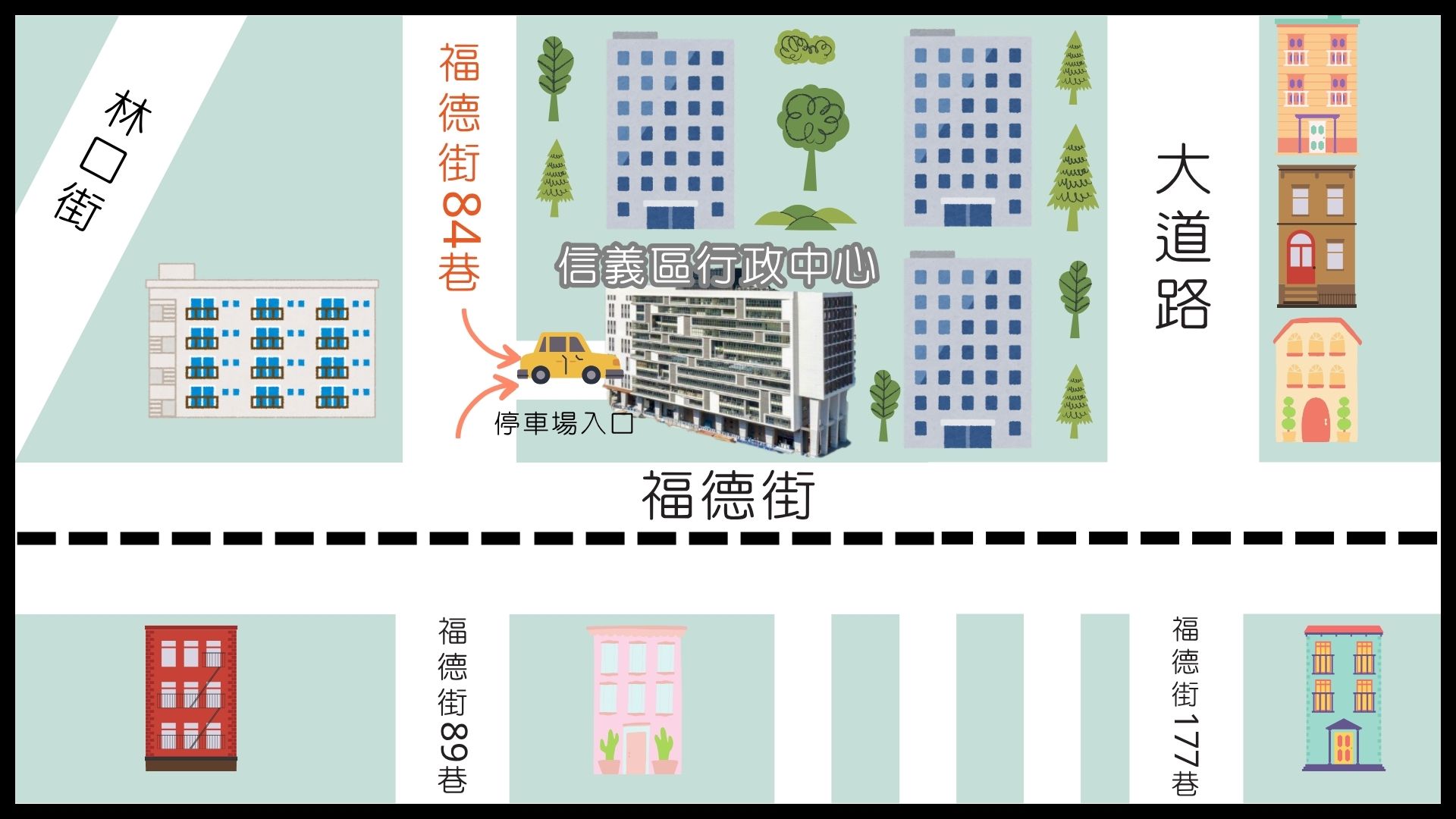 信義區行政中心停車場入口平面圖