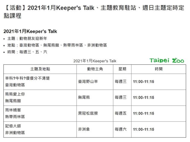 2021年1月Keeper's Talk