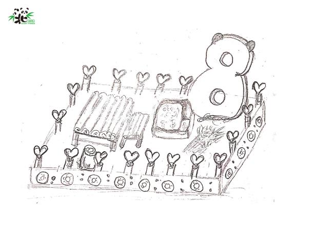 「圓仔」8歲生日蛋糕設計草圖