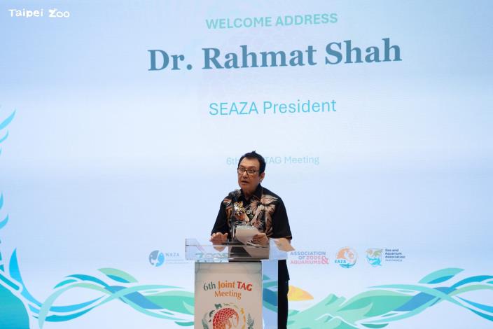 東南亞動物園暨水族館協會(SEAZA)主席Rahmat Shah博士致詞。