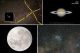 天文館9月周六夜間觀星目標，左上為輦道增七（李合峰、吳昆臻攝），右上為土星（陳見銘攝），左下為月球，右下為M6蝴蝶星團（吳昆臻攝）。