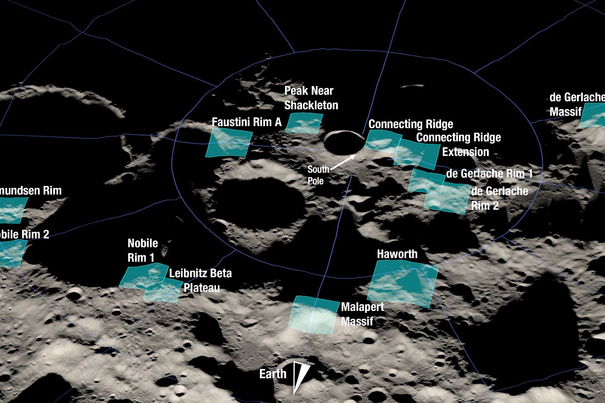 臺北市立天文科學教育館 天文新知 Nasa公布登月的候選地區