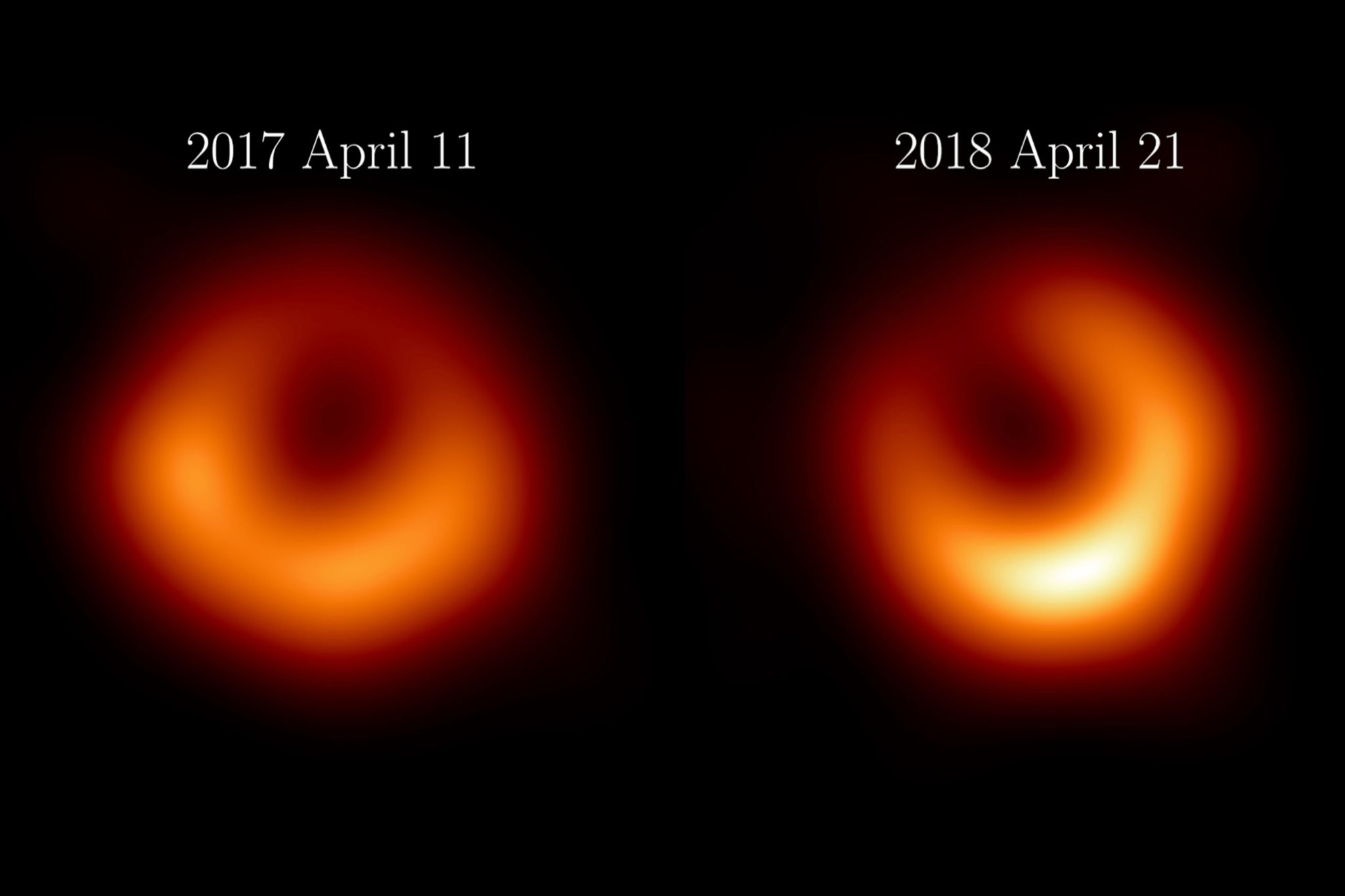 2024年1月18日公布的M87黑洞暗影的最新影像 