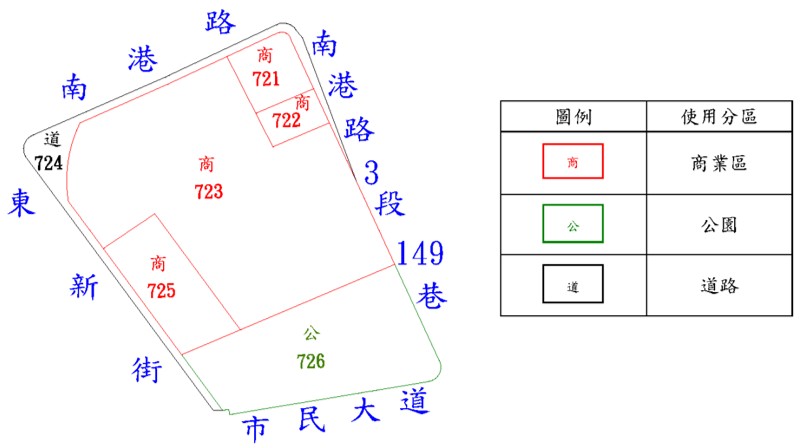 南港區玉成自辦市地重劃區重劃後地籍圖