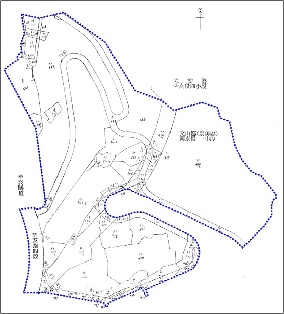 景美區第一期自辦市地重劃區重劃前地籍圖