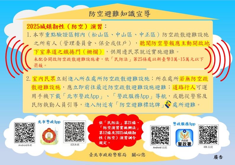 臺北市2025城鎮韌性（防空）演習_投影片1