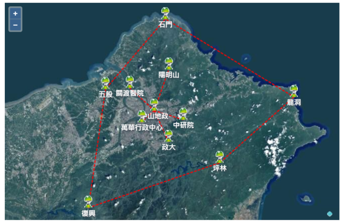 大臺北地區衛星定位基準網分布圖
