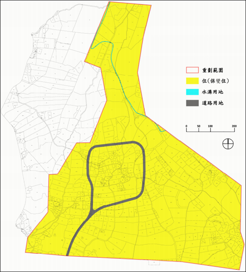士林區住六之五擬辦自辦市地重劃範圍及土地使用分區示意圖