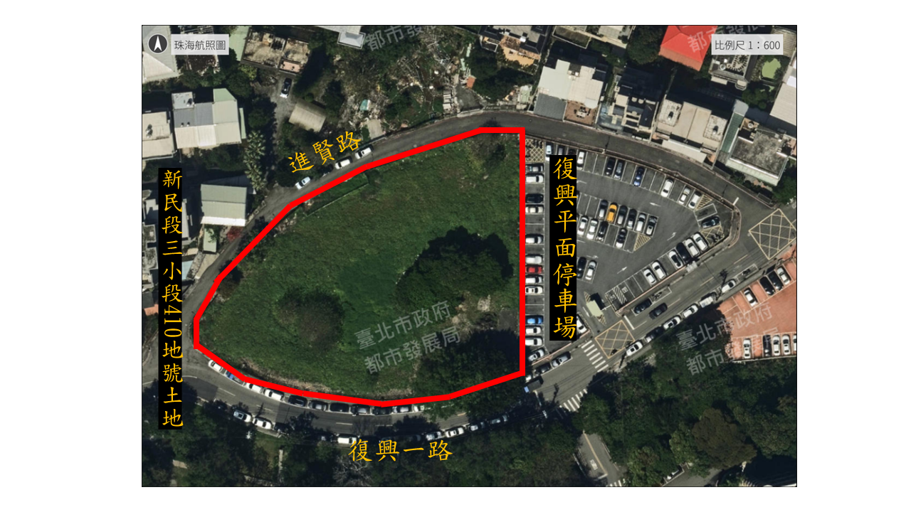 北投區珠海市場擬辦自辦市地重劃區航照位置圖