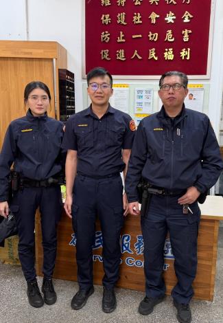 中山一派出所巡佐萬鴻吉、警員黃政淵、張雲婷