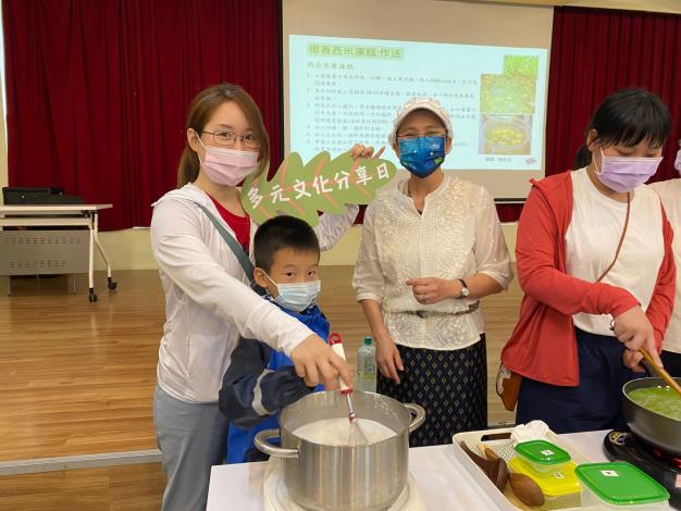 6. Parents and children making herbal snack together.