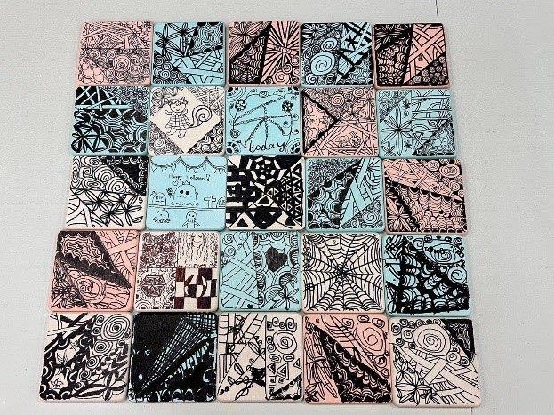 Completed Zentangle Art Coasters