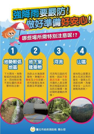 哪些場所特別嚴防強降雨