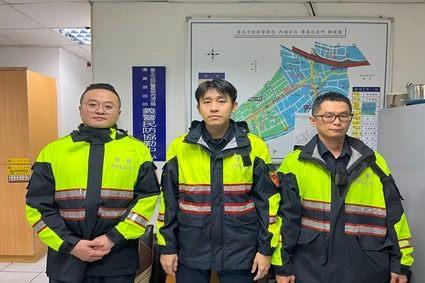 內湖分局潭美派出所警員張雋崴(左)、警員劉名祥(中)、警員張峻誠(右)