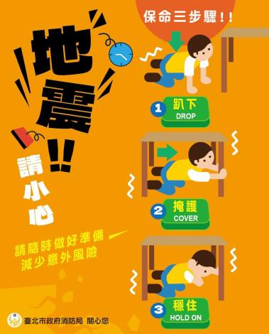 抗震保命三步驟宣導圖片