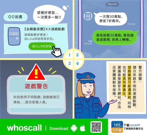 遊戲點數詐騙宣導照片