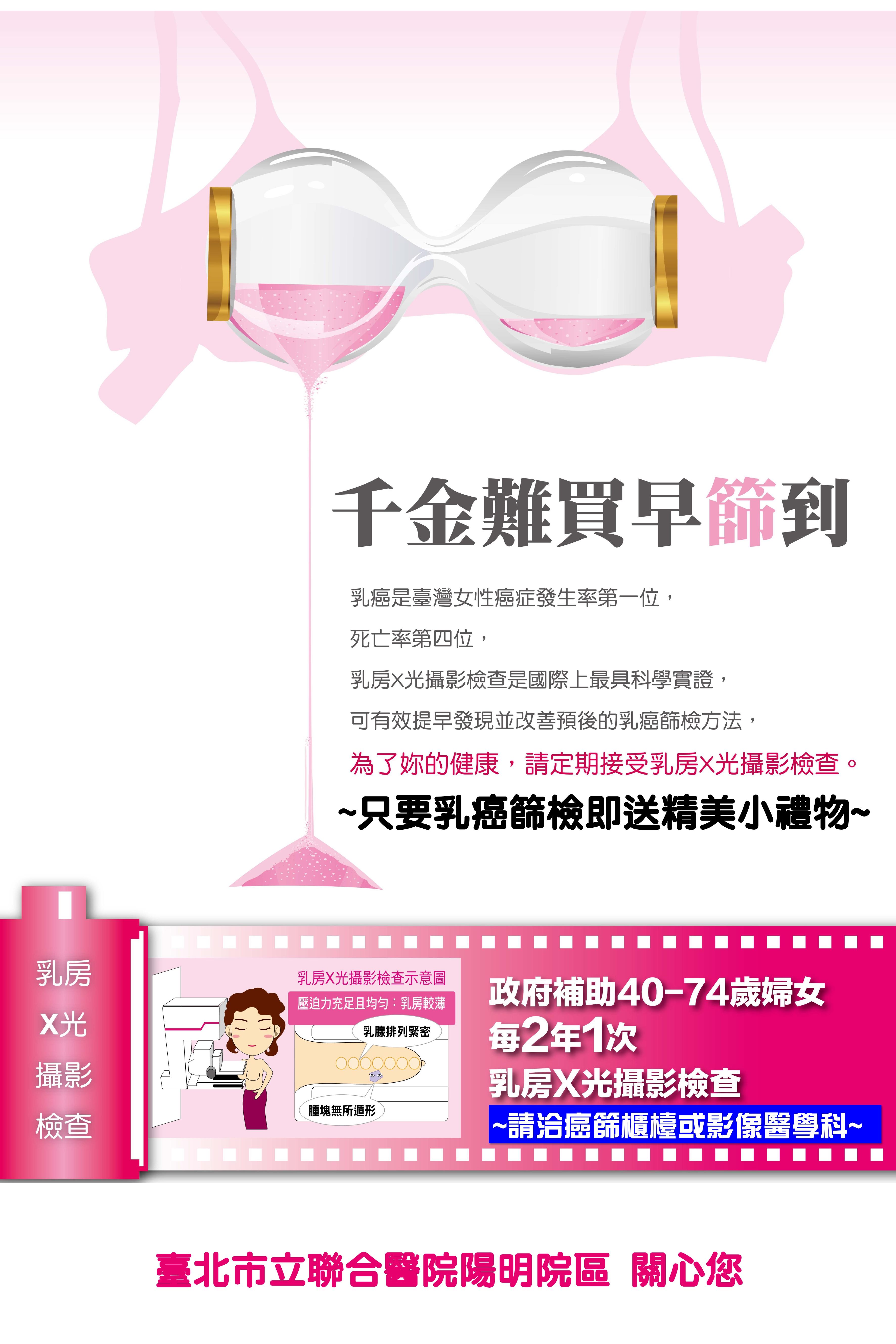 千金難買早篩到~乳房X光攝影檢查宣傳海報