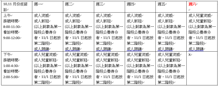 20241011 flu schedule