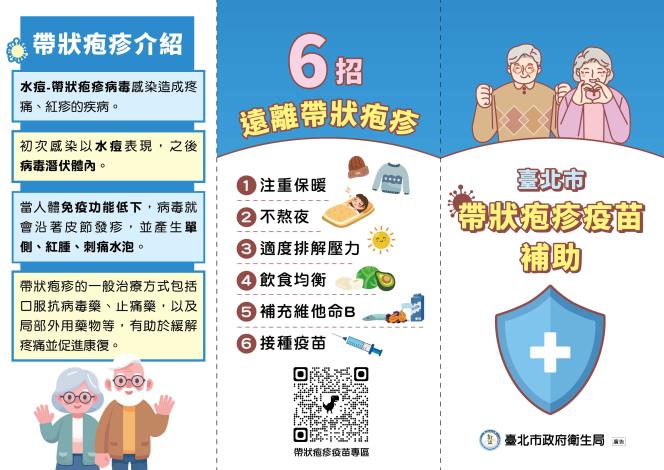 附件2_114-115臺北市帶狀疱疹疫苗補助接種計畫三摺頁(正面)