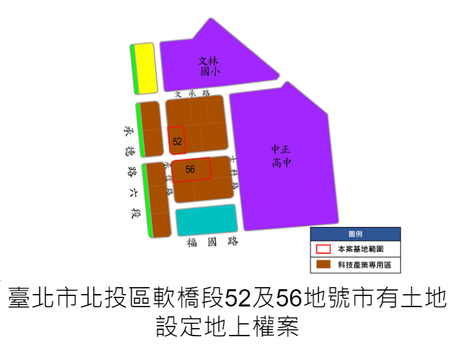 連結臺北市北投區軟橋段52及56地號市有土地設定地上權案