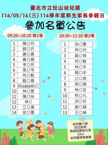 114學年度招生參觀日公告名單