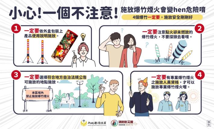 燃放爆竹煙火注意事項 宣導海報