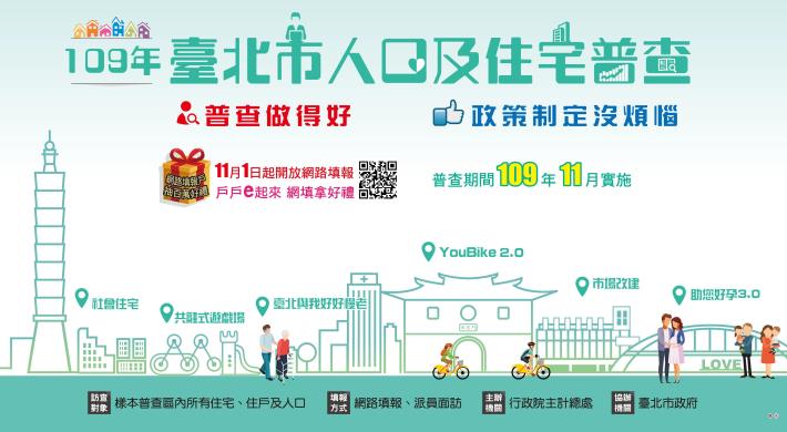109年臺北市人口及住宅普查海報