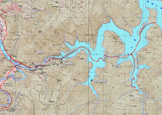 南邦-老義發臺車線與翡翠水庫水域重疊示意圖