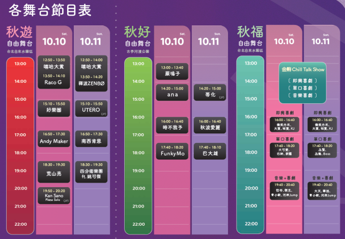 自由舞台節目表