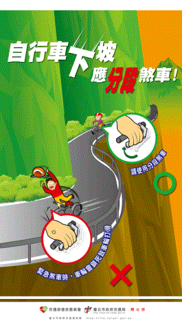 自行車下坡應分段剎車