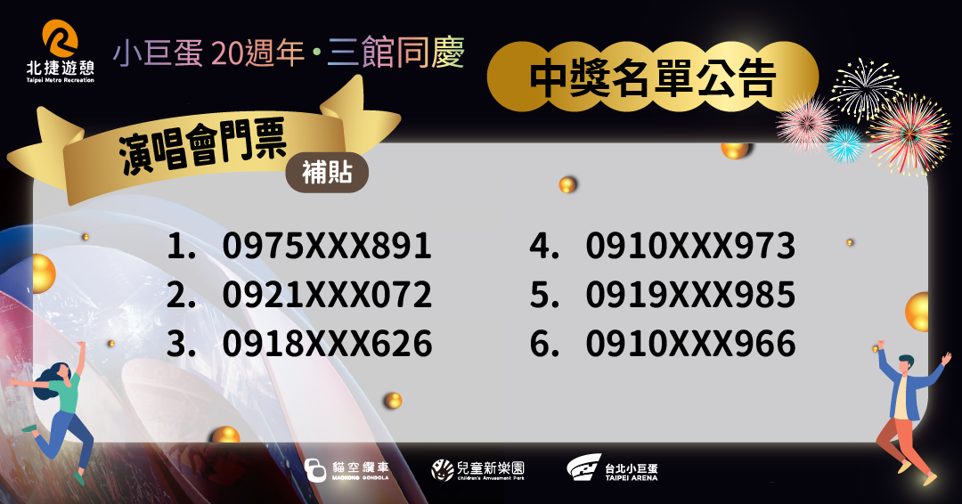 演唱會門票補貼-中獎名單