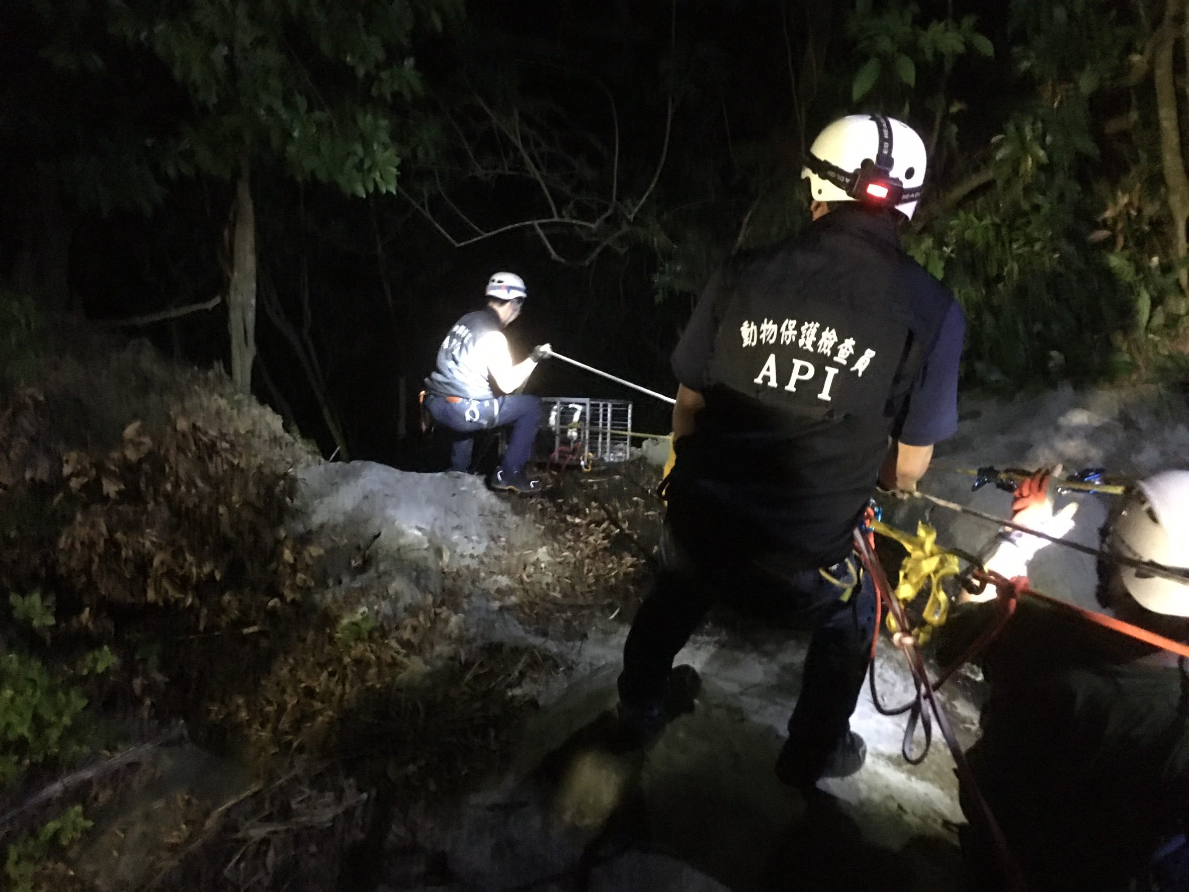Rescue squad prepares for the descent