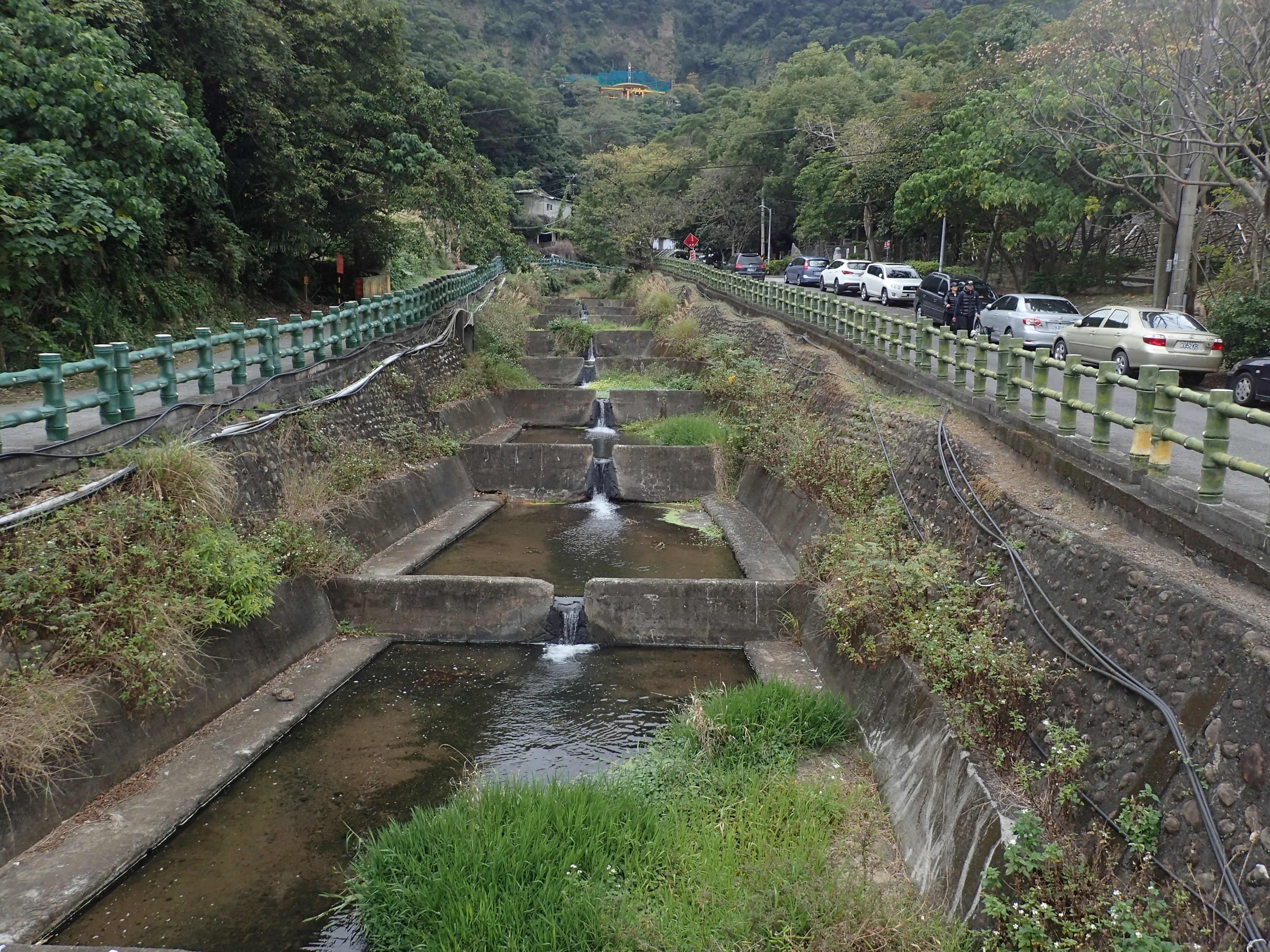 A creek along a mountain road.